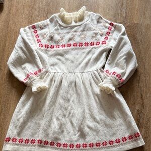 Janie and Jack White and Red Knit Christmas Dress